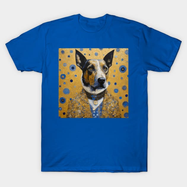 Gustav Klimt Style Distinguished Dog with Gold Medal T-Shirt by bragova